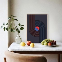 Abstract Blue Red Black White Brown Beige Wall Art Poster Choose Your Size