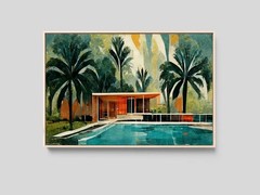 Mid Century Modern House Art Print, Retro Architecture Wall Decor Poster