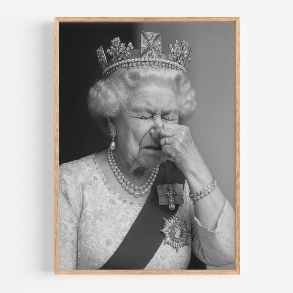 Funny Bathroom Wall Art Decor, Vintage Queen Portrait, Humor Amusing Poster