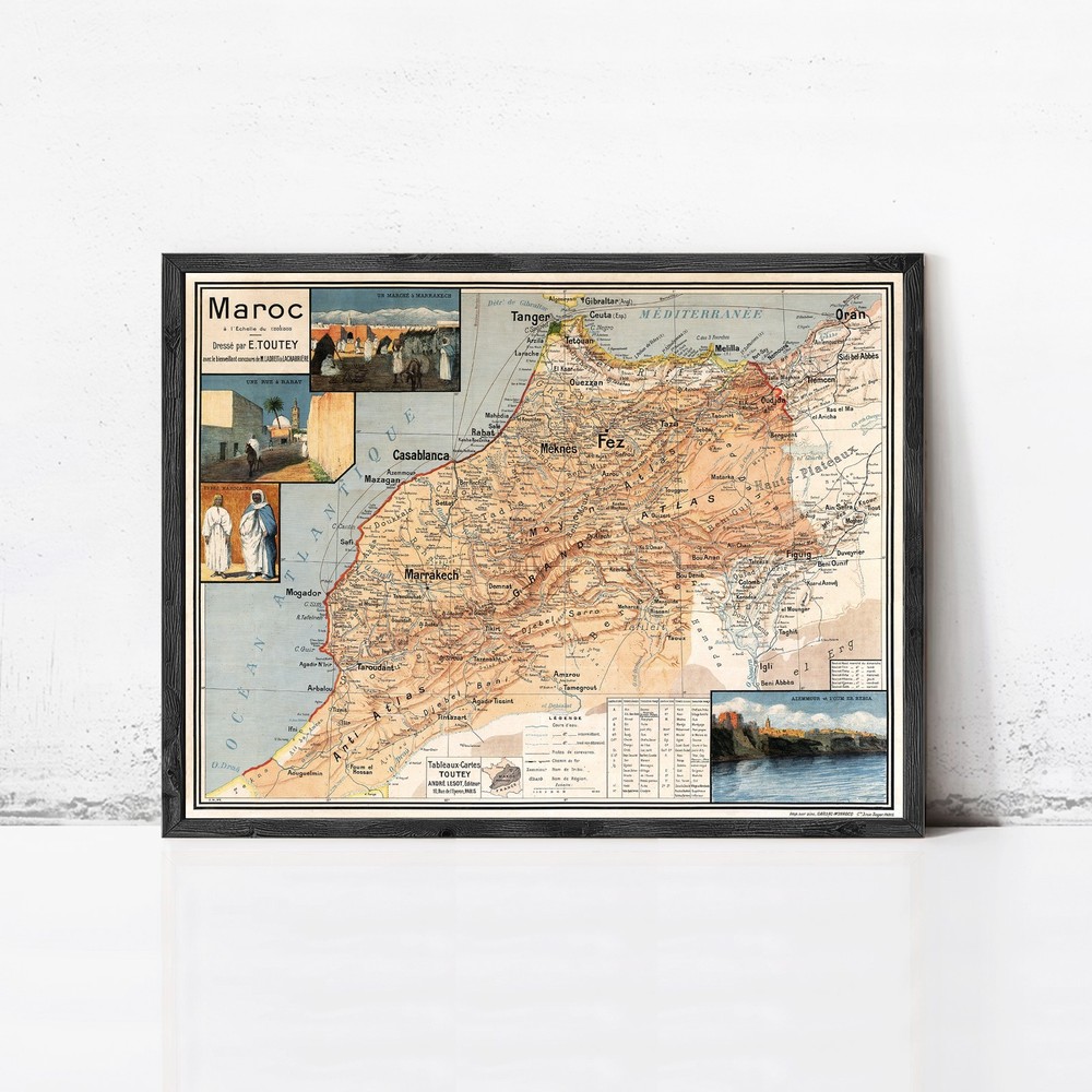 Old Map of Morocco Le Maroc 1925 Vintage Map | Wall Map Print Unframed or Framed