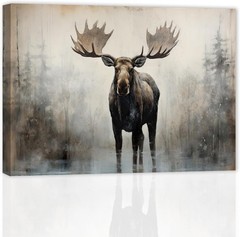 Large Moose Wall Art – Rustic Wildlife Canvas Picture, 12×18 for Home Decor
