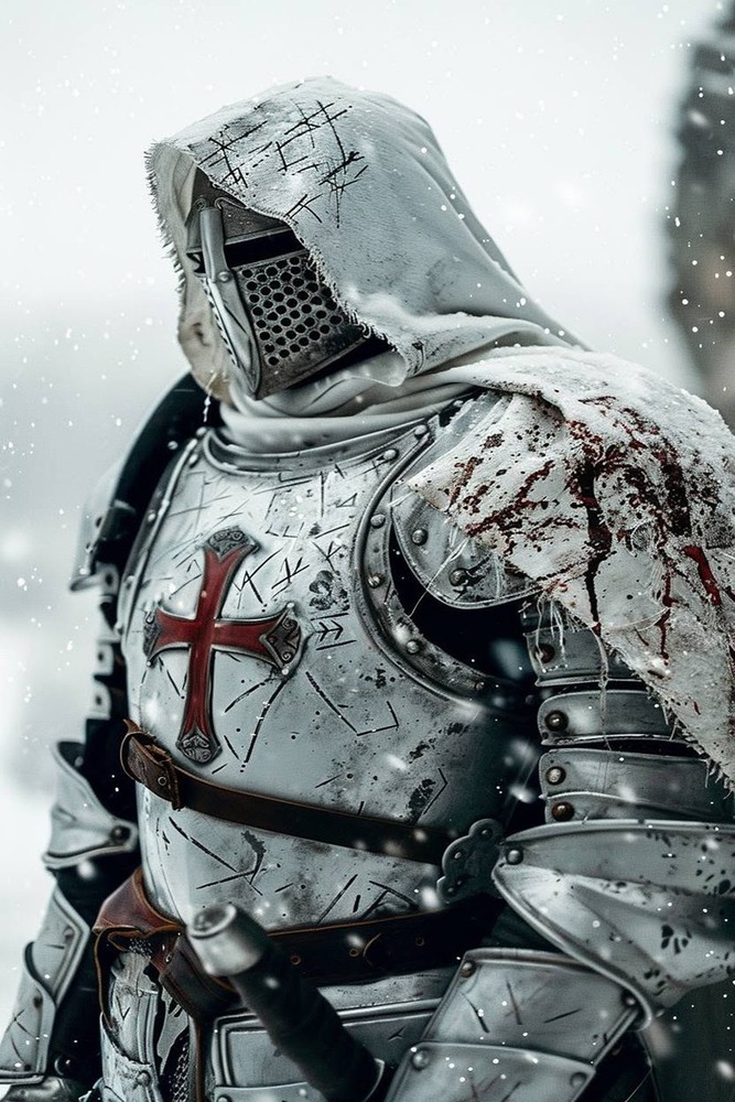 Knights Templar Poster Medieval Christian Warrior Wall Art Faith and Crusader