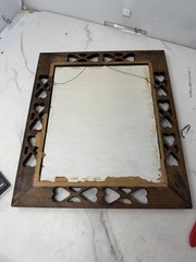 Heart Cutout Wood Frame Camellia Botanical Print Folk Art Wall Decor
