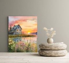11×14 Sunset Farm Farmhouse Canvas Wall Art
