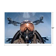 Military Jet Aircraft Pilot In Cockpit Close Up Photo Art Print Poster 18×12