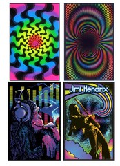 BLACKLIGHT POSTER 4INDIVIDUAL BLACK LIGHT POSTERS JIMI HENDRIX COOL MONKEY DECOR