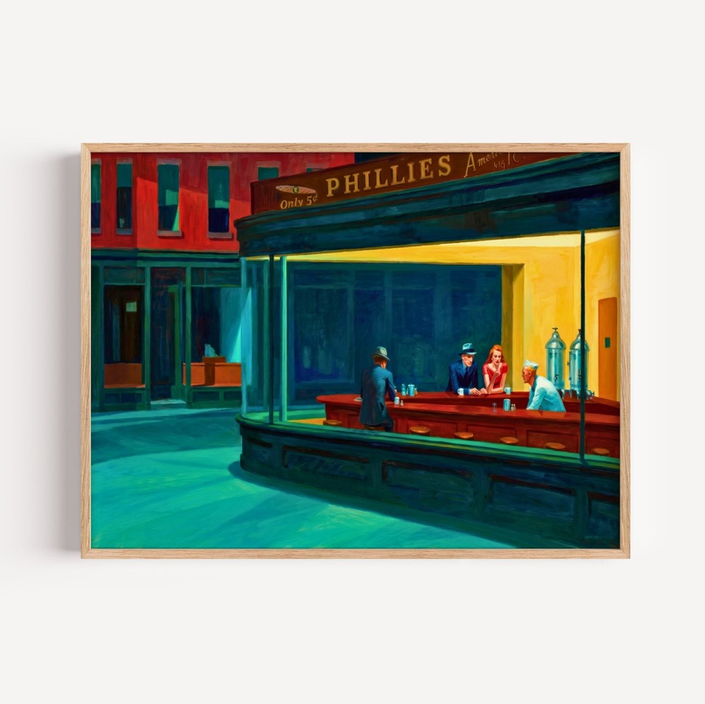 Nighthawks – Edward Hopper Painting, Late Night City Diner Canvas Print, Classic