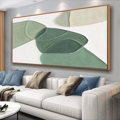 Wall Art Canvas Color Block Line Art Prints Green and white geometric color b…