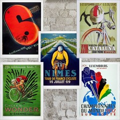 Vintage Cycling Poster Art Series -Set of 5, Tour de France, World Championships