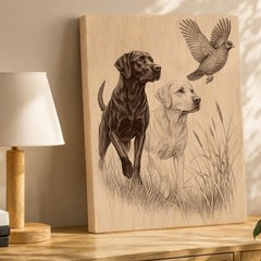 Black And Yellow Labrador Hunting Birds Wildlife Canvas Wall Art Print Home