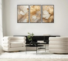 Modern Abstract Gold Botanical Canvas Wall Art Fashion 16″L x 12″W, Poster