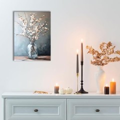 Floral Canvas 16″L x 12″W Botanical Serenity: Blush Blooms & Mercury Glass
