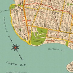 Nostrand’s Streets of Brooklyn Map c 1934 | Historical Art Print Poster Vintage