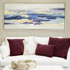 1- Panel Abstract Framed Wall Art with Gold Frame 32 In. X 71 In.