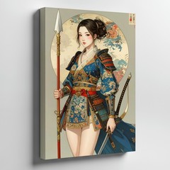 Canvas A Female Warrior Stands Confidently Dressed in Wall Art A female