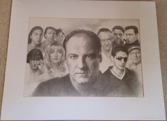 The Sopranos Black & White Cast Art Sketch Poster Tony Soprano James Gandolfini