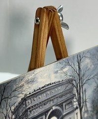 Mini Paris Arc De Triomphe Art Print On Easel Tabletop Decor Display
