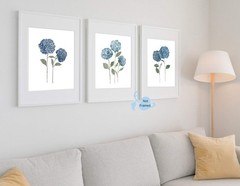 XUOIAYNB Watercolor Blue Flower Art Print-Blossom Hydrangea 8 x 10 Inch, blue