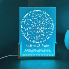 Personalized Star Map Night Light Custom Sky Chart Lamp Gift for Couples Bedroom