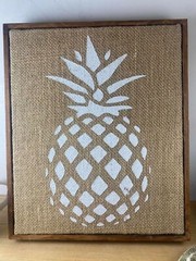 Handcrafted Pineapple Artwork By Sapna Shah Burlap Canvas & Wooden Frame Home &