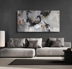 Black and Gray Wall Art – Elegant Ink Style Canvas Abstract Wall Decor 60″x120″