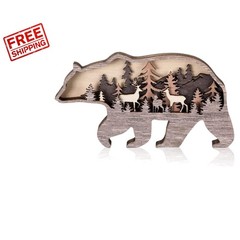 Handcrafted Bear Themed Wall Art – Rustic Wood Decor for Bedroom & Office