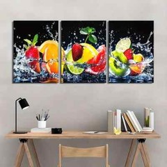 3pcs Fresh Fruit Art Dormitory Posters Decor Metal Print Ready to Hang Art