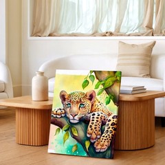 Wall Art Leopard in Tree Watercolor Animal Print Jungle Safari Decor Poster
