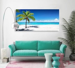 Vibrant Nature Artwork: Ready-to-Hang Canvas Beach Scene – 48″L x 24″W