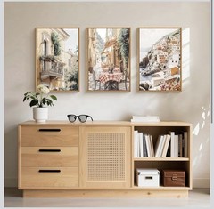 Set of 3 Framed Vertical Cityscape Architecture Wall Art Prints, Multicolor