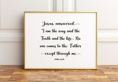 John 14:6, Bible Verse Quote, Horizontal Poster Print, Home Wall Art Décor