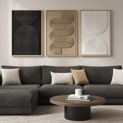 Abstract Wall Art Set 3pcs 24x36in Neutral Textured Canvas