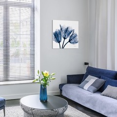 24×24 Blue Tulip Tempered Glass Wall Art by Koetsier Perfect Home Decor