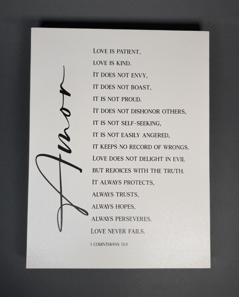 Faith Bible Verse Canvas Wall Art 12×16 Love Is Patient 1 Corinthians 13:4