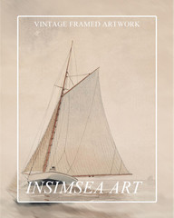 Framed Canvas Wall Art, Classical Coastal Wall Decor White Sailboat Seascape Art