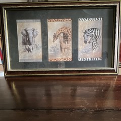 Home Interiors and Gifts Gina Randel Framed Elephant Giraffe Zebra
