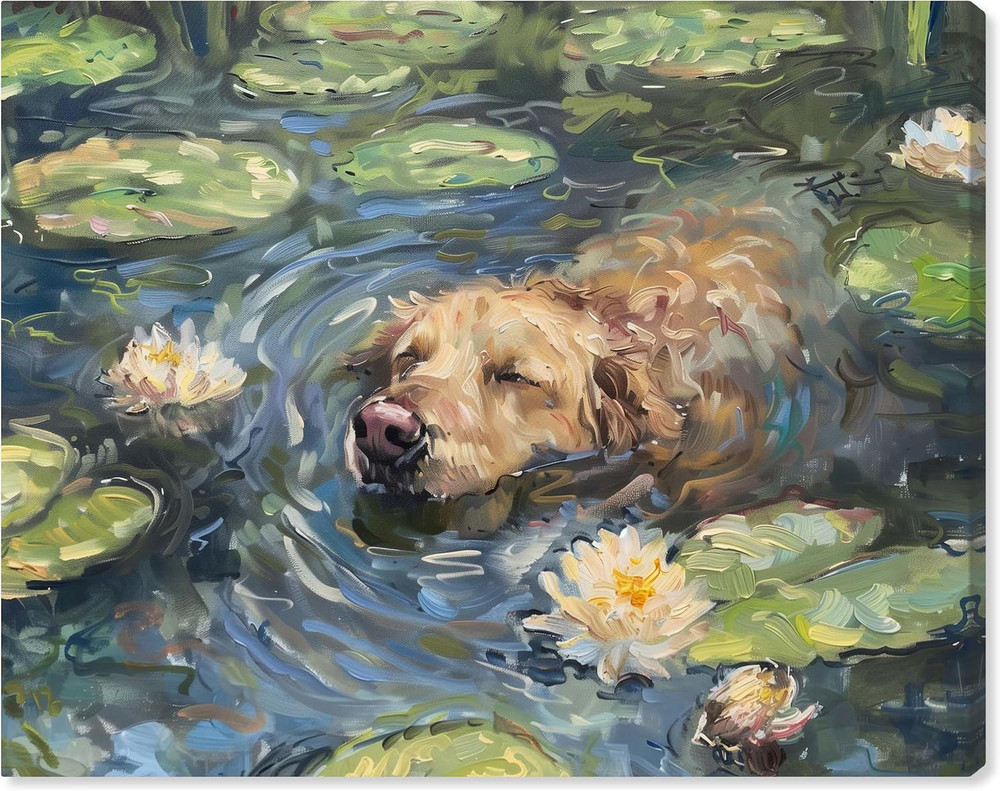 Monet Water Lilies Rustic Chic Farmhouse Canvas Wall Art 24″x20