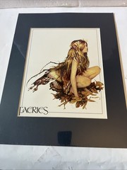 Fairies Fireflies Matted Fantasy Art Print 11×14 Fairy Wall Decor New