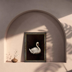 Vintage Wall Art Decor – Classical Dark Swan Canvas Art Prints – Nursery Wall De