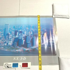 Vintage New York City Skyline Anaglyph 3D Poster 24″ x 16″ 1986 USA w/ Glasses