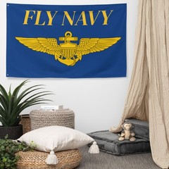 Large Fly Navy Flag Fly Navy Banner Aviator Insignia (1-Sided)