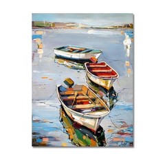 Modern Abstract Landscape Boat Canvas Painting Nordic Canvas Wall Art Wall Decor
