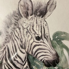Zebra Wall Art Canvas Print 8”X 8” Wall Hook Zebra🦓 & Palm Tree🌴