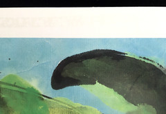 Walasse Ting (1929-2010) Green Cat Poster Paris Edition 1989 20×27 Mounted As-Is