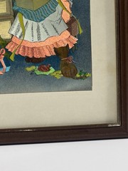 Vintage Christmas Foil Art Print Girl Teddy Bear Cat Framed Holiday Wall Decor