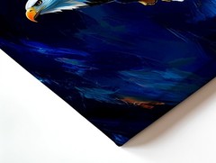 Wall Art Bald Eagle in Flight Canvas Print Blue Abstract Bird Painting Decor