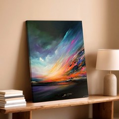 Wall Art Abstract Seascape Sunset Canvas Print Colorful Coastal Landscape Poster