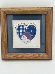 VTG Picture 6″ Heart «Family..A Patchwork of Love» Art Peaceful Family Oak Frame