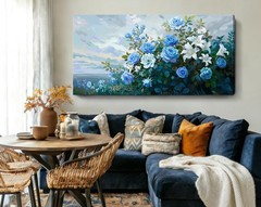 NiceTop 48×24 Inch Large Floral Canvas Wall Art, Waterproof Moisture Resistan…