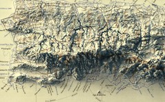 Puerto Rico Map, Puerto Rico 2D Relief Map, Puerto Rico Vintage Map – 2D Flat